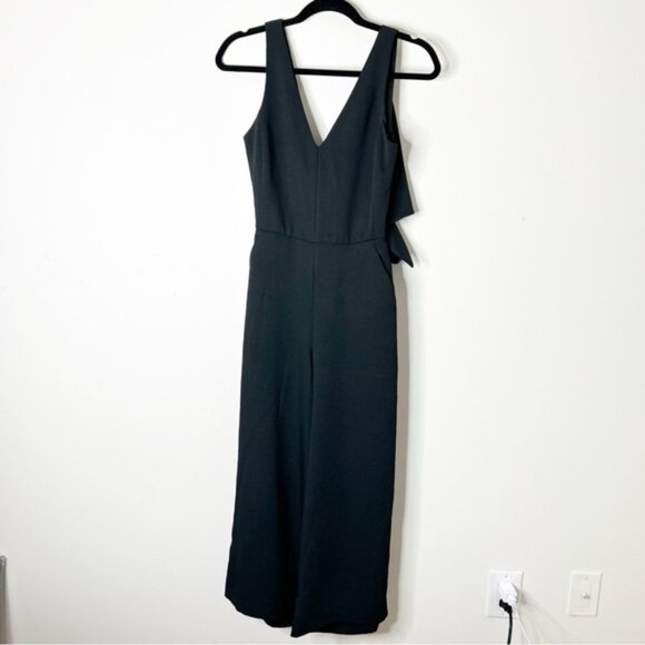 Aritzia Wilfred Ecoulement Jumpsuit Tie waist V-neck Wide flare leg Black Size 2 - Picture 6 of 15